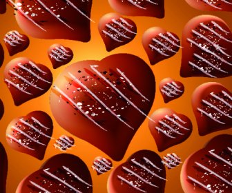 チョコレートの心のシームレスなパターン ベクトル