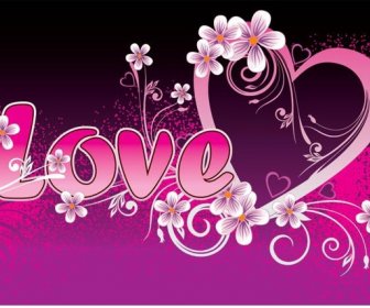 Seni Bunga Mulus Jantung Cinta Banner Valentine Vektor