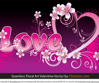 Seamless Floral Art Valentine Vector