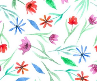 Seamless Floral Background In Watercolor Style