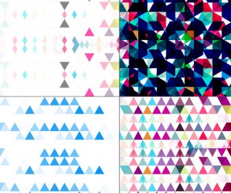 Seamless Geometric Colorful Pattern Set Mosaic Creative Texture Vector Background