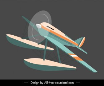 Seaplane Simge Hareket Kroki Klasik Tasarım