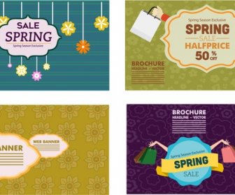 Seasonal Sales Banners Design With Webpage Decoration Style