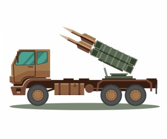 self propelled artillery car icon modern flat sketch