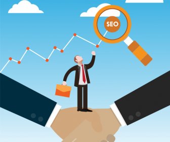 Seo Concept Vector Illustration With Businessmen And Handshake