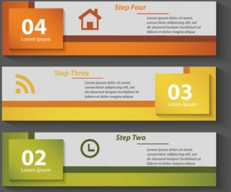 Sequence Infographic Diagram Design With Horizontal Banners Template