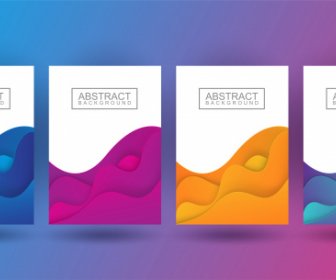 Set Dynamic Colorful Poster Fluid Liquid Shape Brochure Pastel Color In Wavy And Gradient Design Illustration Vector