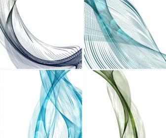 Set Of Abstract Colorful Line Wave White Vector Background Illustration