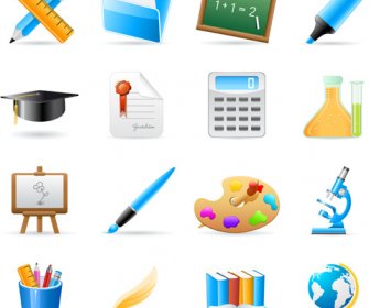 Set Of Back To School Elements Icon Vector