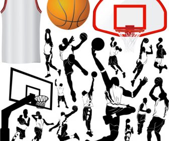 バスケットボールのデザイン要素ベクトル 5 のセット