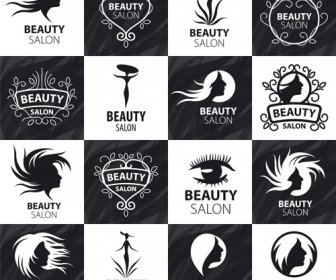 Set Of Beauty Salon Logos Creative Vector