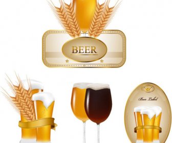 Conjunto De Gráficas De Vector De Cerveza Elementos Etiqueta