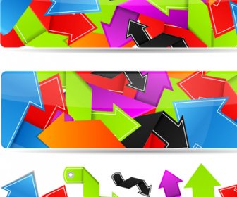 Set Of Bright Colored Banners Vector
