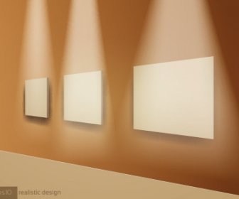 Set Of Bright Frame On A Wooden Wall Vector