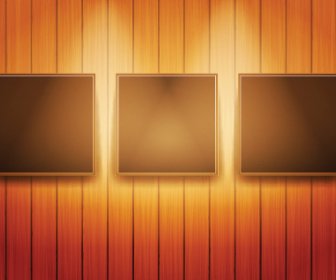 Set Of Bright Frame On A Wooden Wall Vector