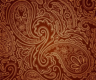 Set Of Brown Paisley Patterns Vector