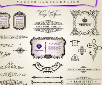 Set Of Calligraphic Vintage Borders And Label Vector