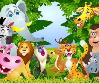 набор векторных мультфильм животных рай