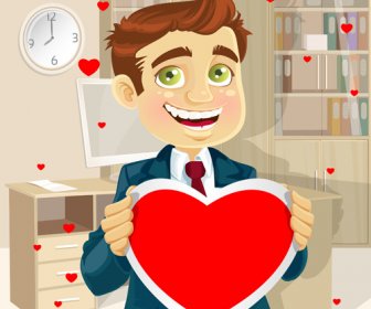 Set Of Cartoon People And Hearts Vector