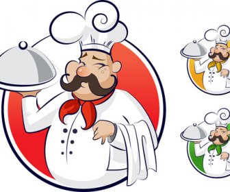 Set Of Chef With Pizza Design Vector