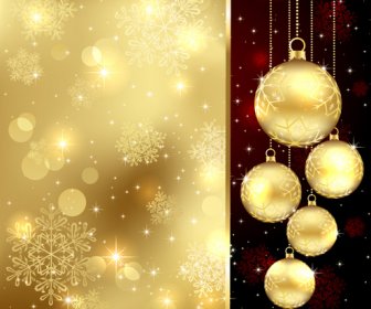 Set Of Christmas Balls Decor Backgrounds Vector