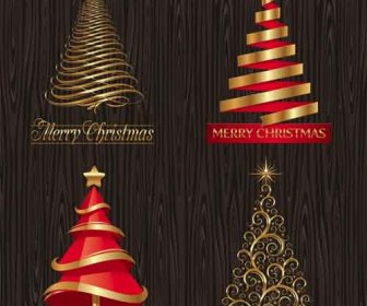 Set Of Christmas Trees Design Elements Vector