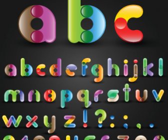 Set Of Colorful Alphabet And Numbers Design Vector