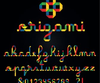 ชุดสีสันตัวอักษรและตัวเลขออกแบบเวกเตอร์