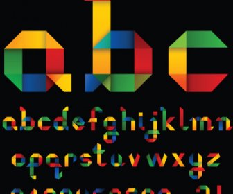 彩色字母和數位設計向量集