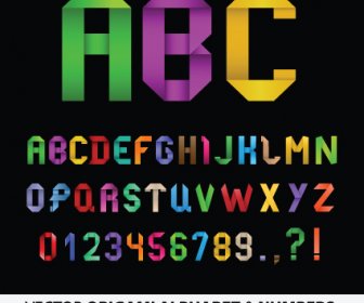 カラフルなアルファベットと数字のデザインのベクトルのセット