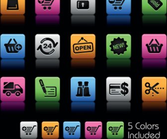 Set Of Commonly Web Colorful Icons Vector