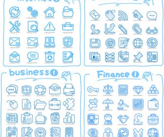 Set Of Cute Drawing Icon Vector