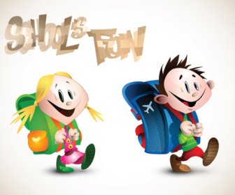 مجموعة من أطفال المدارس لطيف تصميم المتجهات