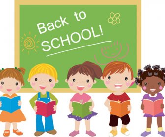 مجموعة من أطفال المدارس لطيف تصميم المتجهات