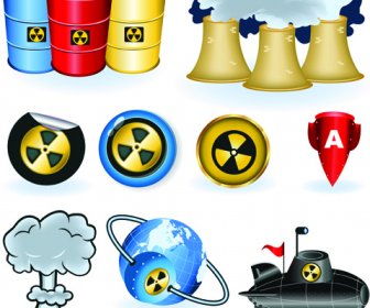 Conjunto De Perigo Radiação Símbolos E ícones Do Vetor