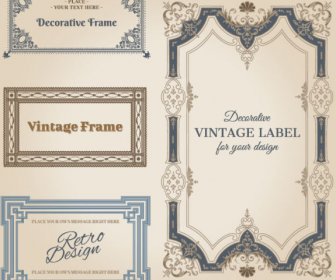 Set Of Decorative Vintage Frame Vector Graphics