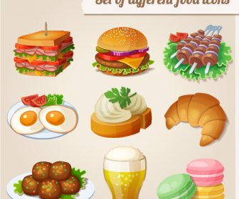 Conjunto De Vetores De ícones Diferentes Alimentos