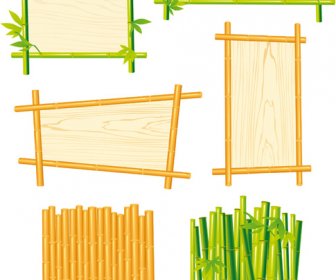 Set Berbeda Bambu Bingkai Desain Vektor