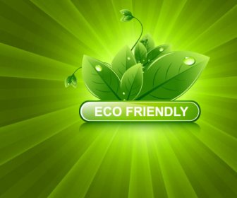 Set Of Eco Friendly With Green Leaves Background Vector