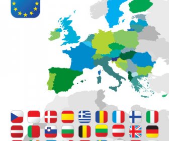 Serie Di Bandiera Dell'unione Europea E Un Simbolo Di Progettazione Grafica Vettoriale