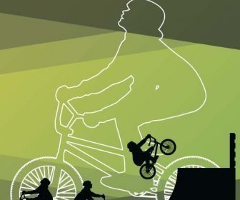 Zestaw Ekstremalne Motocyklistów Wektor Sylwetki