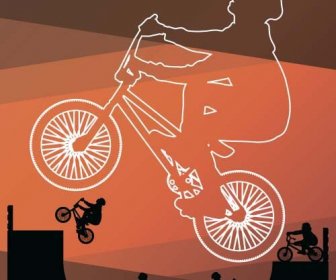 Set Of Extreme Bikers Vector Silhouettes