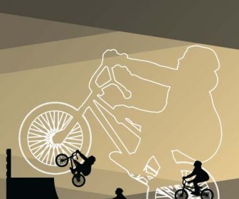 Conjunto De Motociclistas Extrema Vector Silhouettes