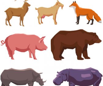 Set Of Farm Animals Vector Sketches On A White Background