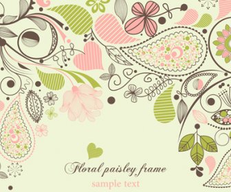 Set Of Floral Paisley Elements Frame Vector