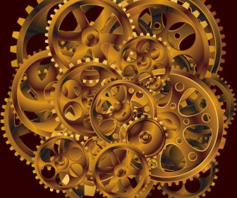 Set Of Gears Assemble Vector Backgrounds