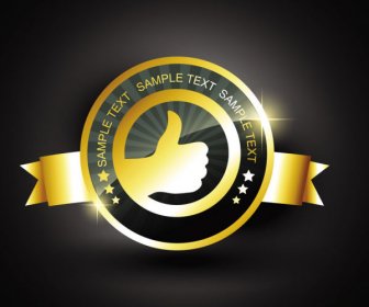 Altın Rengi Badges8 Etiketler Vektör Kümesi