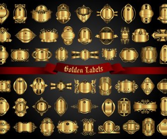 Set Of Golden Labels Vector Graphics
