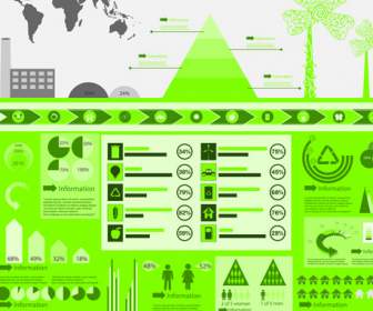 مجموعة من المتجهات المخطط و Infographic الإيكولوجيا الخضراء
