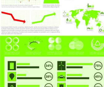 Satz Von Grünen Ökologie Chart Und Infografik Vektor